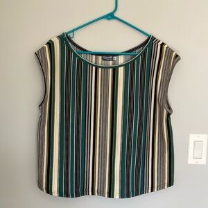 Striped ribbed boxy sleeveless top size XL